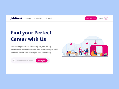 Website for Job Search landing page app design figma landing page ui uidesign ux web design website