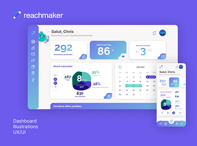 Reachmaker - Dashboard UX/UI design branding creative dashboard graphic design interface task managment ui ux webdesign