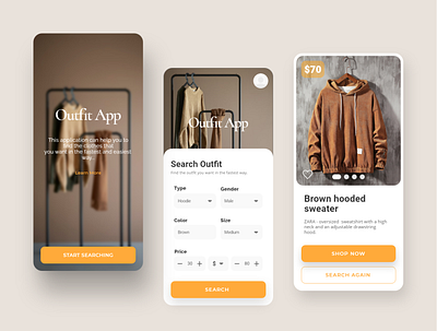 Outfit App app branding design graphic design typography ui ux