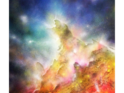 Nebula canvas acrylic art bristol cheba formation nebula painting space spray paint star