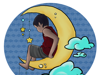 Moon Boy boy clouds design illustration moon