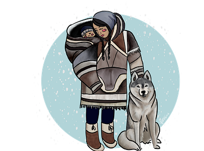 Anaana arctic canada child design girl illustration indigenous inuit kid lady native wolf woman