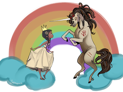 Katimajut canada child clouds design fantasy girl illustration indigenous inuit kid lady native princess rainbow unicorn