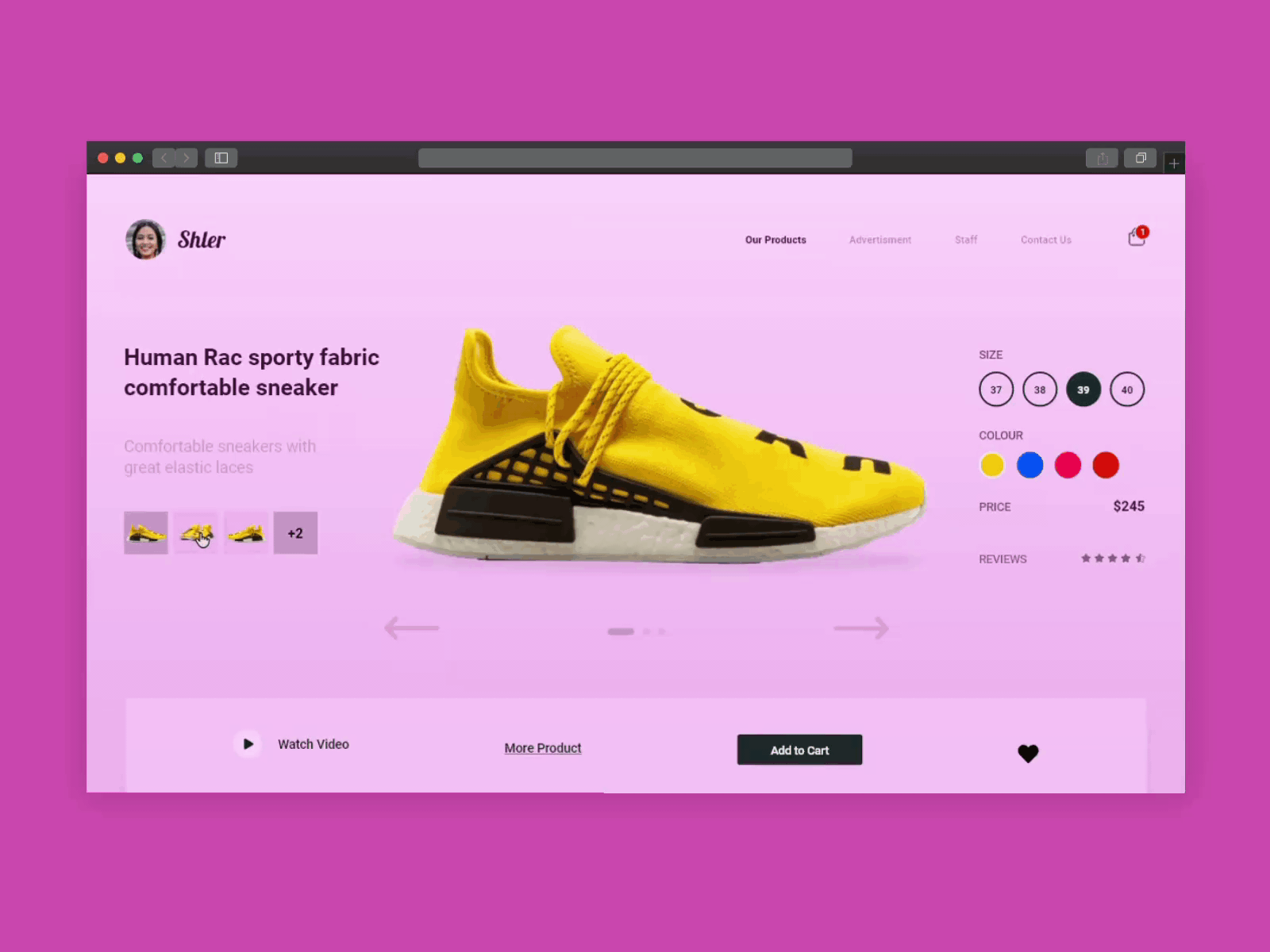 Online Sneaker Order Webpage Design Concept