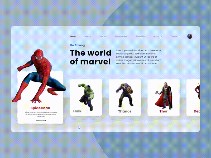 Marvel Character Webpage UI/UX Design