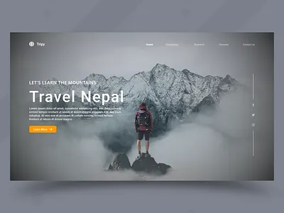 Travel Landing Page UI Design adobexd design dribbleshot graphicdesign landingpage nepal nepali parallax photoshop prototype uidesign uiux webdesign webpagedesign website