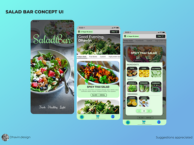 salad bar app concept UI figma figmadesign saladbar uiux