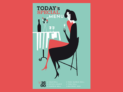 Today's Special ashi font graphic design illustration japan kobiri menu sushi switzerland table wine