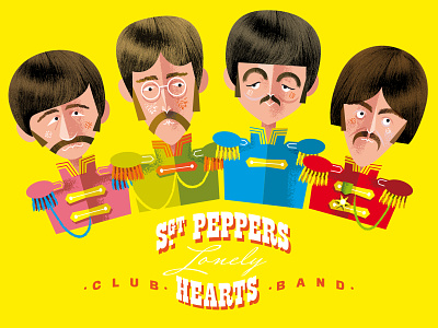 Sgt. Pepper's broken Heart ashi beat beatles fab fan george graphic design illustration johnny kobiri music paul retro ringo typogaphy