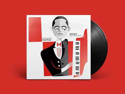 Let's do it ashi classic cole porter fan graphic design helvetica illustration jazz kobiri love music piano red retro style vinyl vinyl record