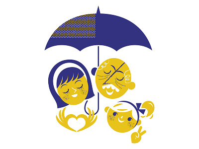 Family Protection ashi color family graphic design happy illustration kobiri magazine magazine illustration security switzerland umbrella