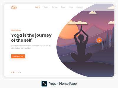 Yoga - Home Page adobe photoshop banner clean design hero image illustration home page illustration illustration landing page illustration meditation vector web web design web page illustration yoga