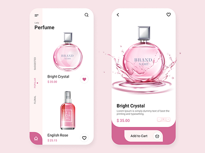 Perfume Mobile App Design app app design application lady mobile app mobile app design mobile design online shop perfume perfume app trendy uidesign uiux