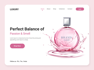 Perfume Landing Page Template clean homepage landing page landing page design layout online shop template design trendy uiux web web design website website design