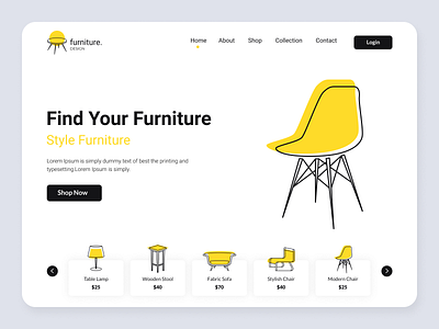 Furniture Landing Page clean furniture design home page landing page landing page design online shop trendy uiux web web design web layout web page website website design
