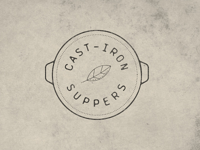 Cast Iron Suppers Logo badge branding food delivery logo vintage