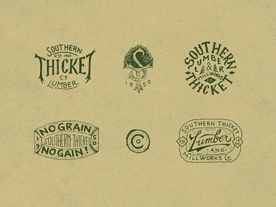 Southern Thicket Lumber & Millworks badge badgedesign brand marks branding calligraphy handdrawntype handlettered lettering logo lumbermill submark vector wood woodworking