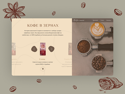 Кофе в зернах coffee concept design web