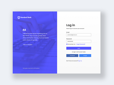 Log in Page Design by Rezaul Karim on Dribbble