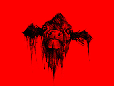 lonely cow head death drawing hand pencil