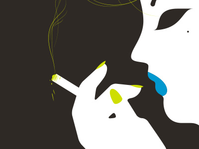 break black cigarette flat hand illustration odd portrait profile vector white