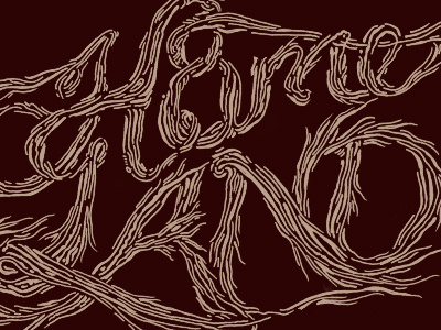 Home Land branches custom drawn hand type typography wood