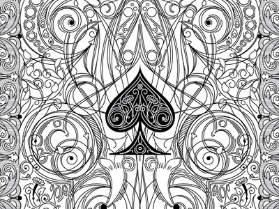 Spades floral line work louis sullivan magic patern spades vector