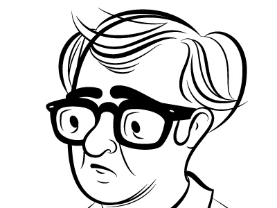 Woody illustration woody allen portrait woody allen worried vector drawing