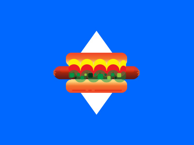 mmm color geometric gradient hot dog hotdog hungry illustration relish