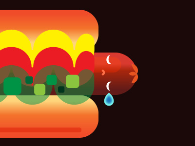 sad dog aww cute geometric gradient hotdog illustration portrait shapes
