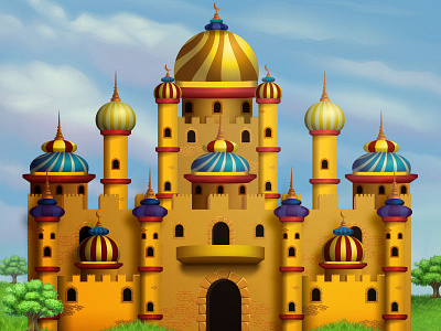 Castle castle fairy tail fantasy illustration landscape tomb vector