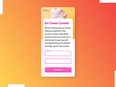 Icecream contest Sign Up daily 100 challenge dailyui dailyuichallenge sign up ui