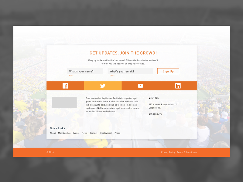 Footer Love boxed layout football web footer