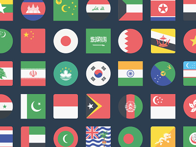 The Flags of Asia Icon Set asia flags icons illustration illustrator png vector
