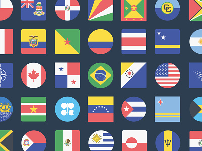 The Flags of the Americas Icon Set americas flags icons illustration illustrator png south america flat design vector