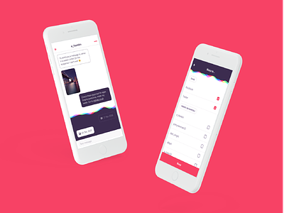Warptalk app clean design digital digital product flat interface motion pink purple ui white