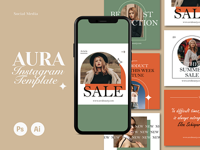 AURA - Brand Instagram Template layout ui ux