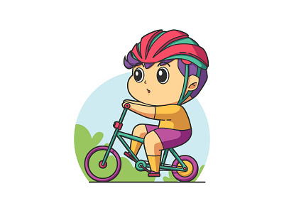 Boy Riding Bicycle Illustration illustration