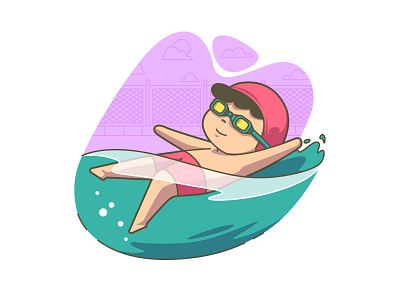 Boy Swimming Illustration