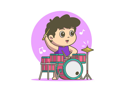 Boy Playing Drum illustration