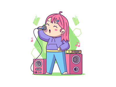 Cute Girl Karaoke illustration