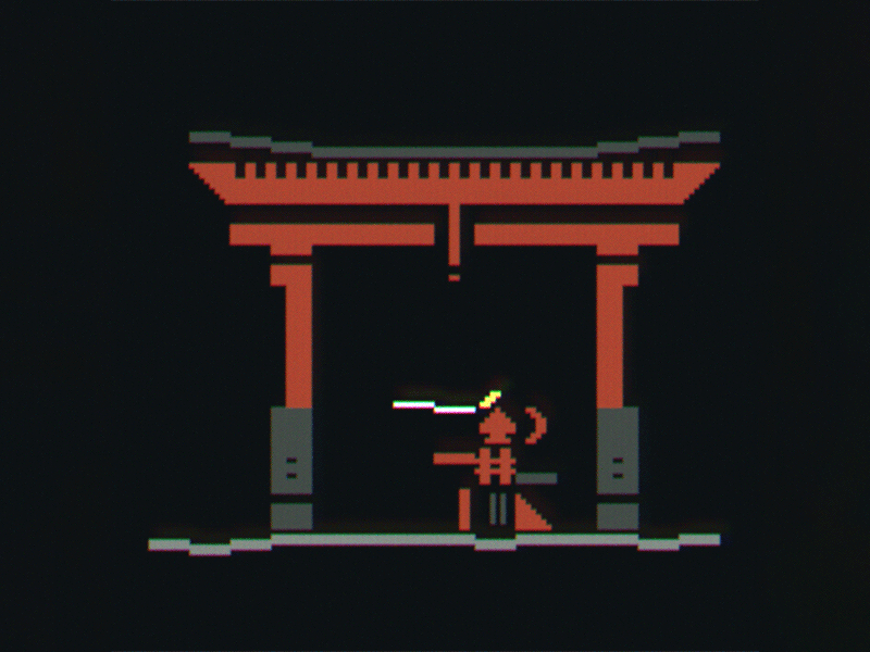 Textmode Samurai animation motion graphics pixel textmode