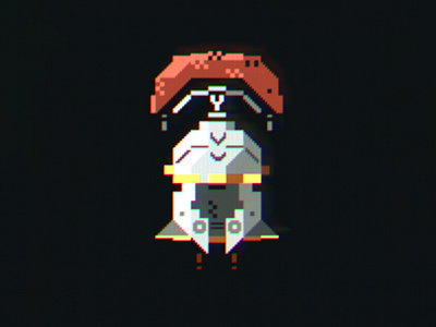 Roman helmet illustration pixel textmode