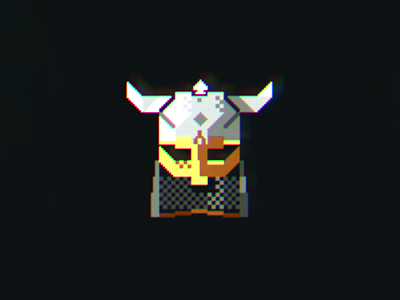 Viking helmet illustration pixel textmode