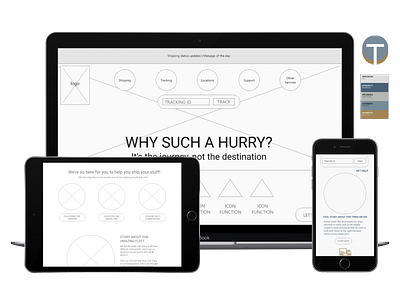 Wireframes for Shipping + Delivery Co