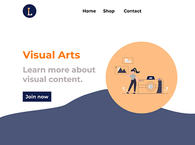 Home Page for Visual Arts Website design illustration logo mockup page design prototype ui web design