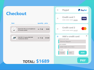 Credit Card Checkout Screen UI