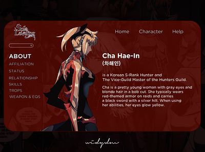 Cha Hae-In (차해인) homepage manhwa sololeveling ui uiux ux web webdesign website