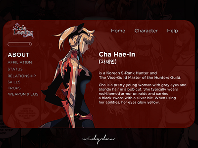 Cha Hae-In (차해인) homepage manhwa sololeveling ui uiux ux web webdesign website