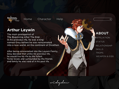 Arthur Leywin The Begining After The End UI/UX homepage manhwa ui uiux ux webdesign